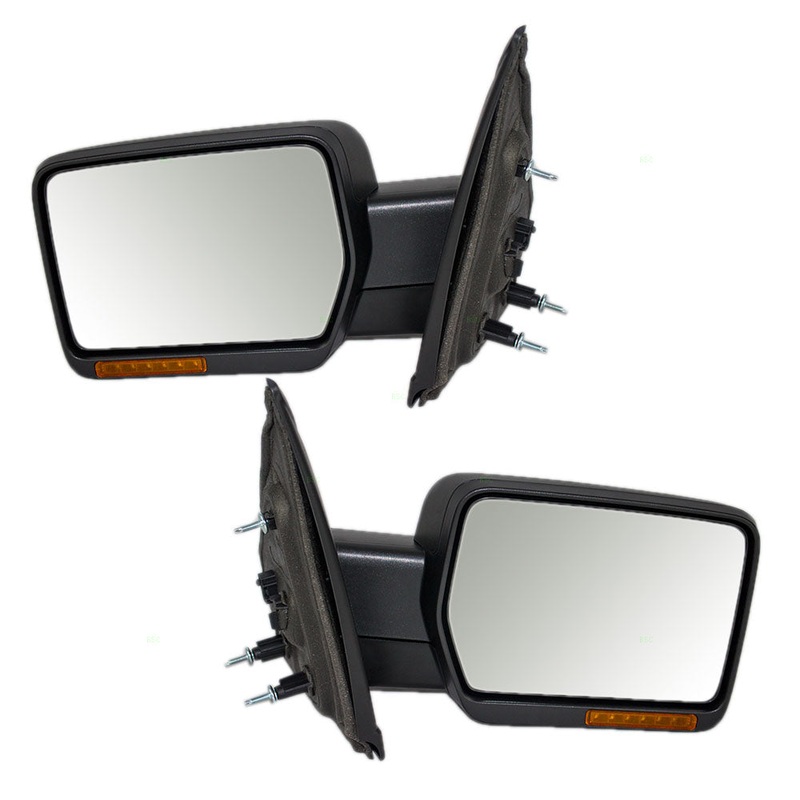 BROCK Driver and Passenger Power Side View Mirrors Heated Signal Reflector Textured Pedestal Type Replacement for 09-14 Ford F-150 Pickup Truck 9L3Z17683CB 9L3Z17682CB BL3Z17682CA