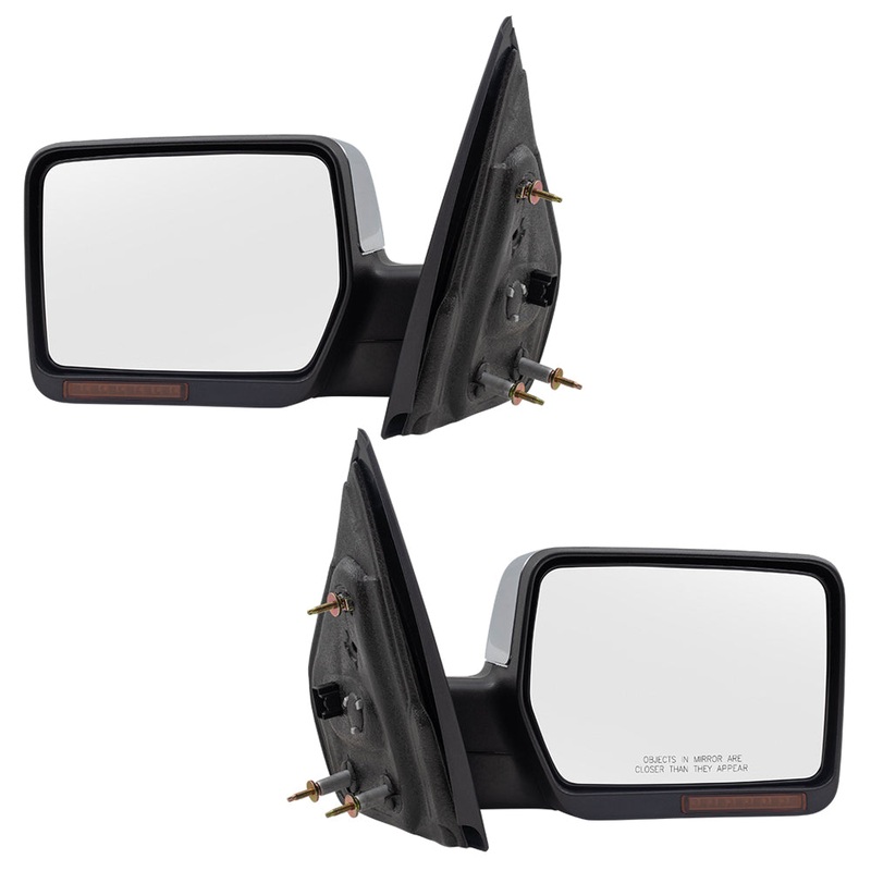 Brock Replacement Driver and Passenger Side Chrome Power Mirrors with Heat, Signal, Memory and Manual Folding without Puddle Light or Auto Dim Compatible with 2007-2008 F-150