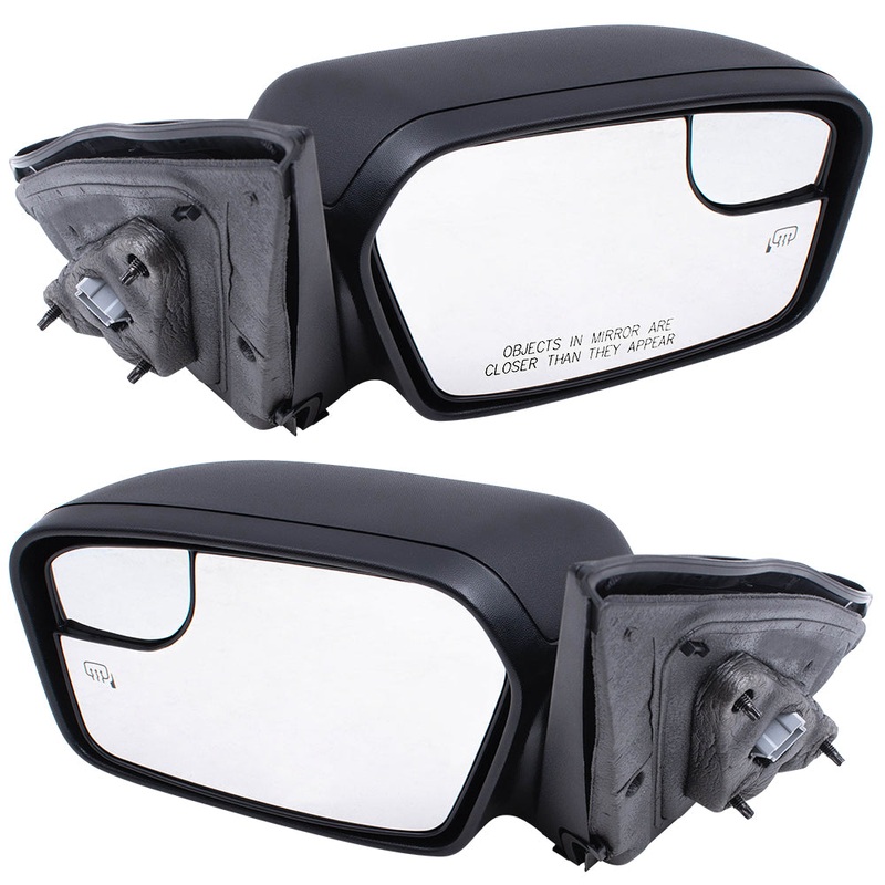Brock Replacement Driver and Passenger Side Power Mirrors Textured Black with Heat without Puddle Light or Blind Spot Information System Compatible with 2011-2012 Fusion
