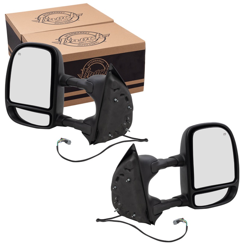 Brock Replacement Driver and Passenger Telescopic Tow Power Mirrors Heated Signal Textured Compatible with 03-07 Super Duty Pickup Truck Excursion