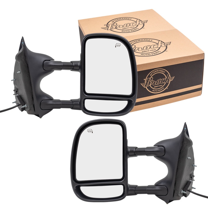 Brock Replacement Driver and Passenger Telescopic Tow Power Side View Mirrors Heated Compatible with 1999-2007 F250 F350 F450 Super Duty Pickup Truck 3C7Z17683EAA 3C7Z17682EAA
