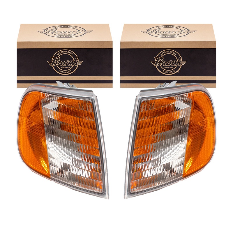 Brock Aftermarket Replacement Driver Left Passenger Right Park/Signal Light Unit Set Compatible with 1997-2003 Ford F-150