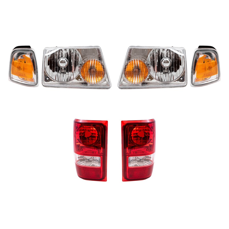 Brock Replacement 6 Pc Headlights, Tail Lights and Park Signal Lights Compatible with 2006 2007 2008 2009 2010 2011 Ranger Pickup Truck