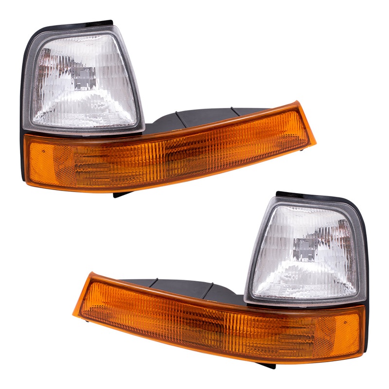 Brock Replacement Driver and Passenger Park Signal Corner Marker Lights Amber & Clear Lens Compatible with 1998-2000 Ranger Pickup Truck XL5Z13201AA F87Z13200BA