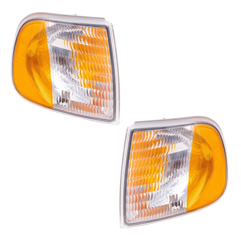 Brock Replacement Driver and Passenger Park Signal Corner Marker Lights Compatible with 1997 F150 F250 Pickup Truck F65Z13201AD F65Z13200AD