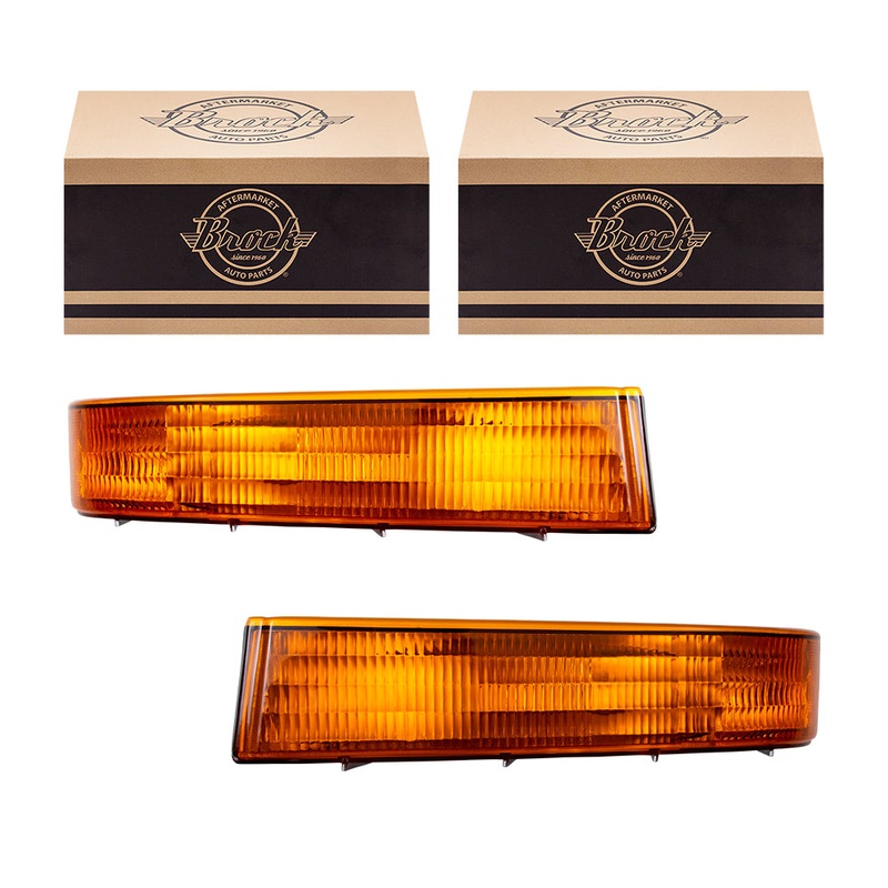 Brock Replacement Driver and Passenger Park Signal Front Marker Lights Lamps Compatible with 1992-1996 F150 Pickup Truck F5TZ13201AB F5TZ13200AB