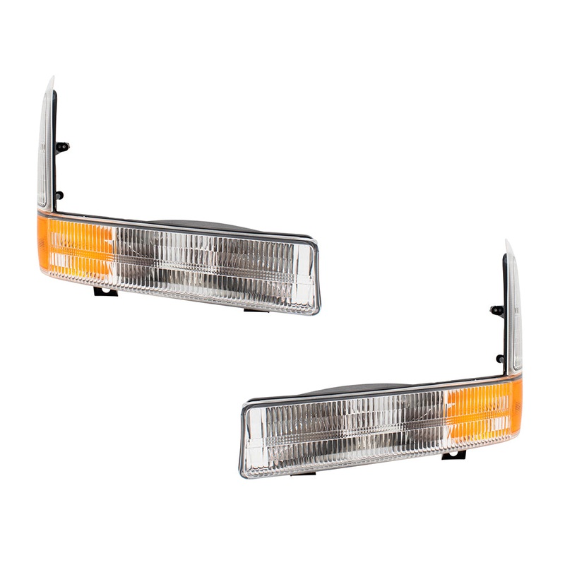 Brock Replacement Driver and Passenger Park Signal Front Marker Lights with Clear Lenses Compatible with 1999-2004 F250 F350 Super Duty Pickup Truck 2C3Z13201AA 2C3Z13200AA