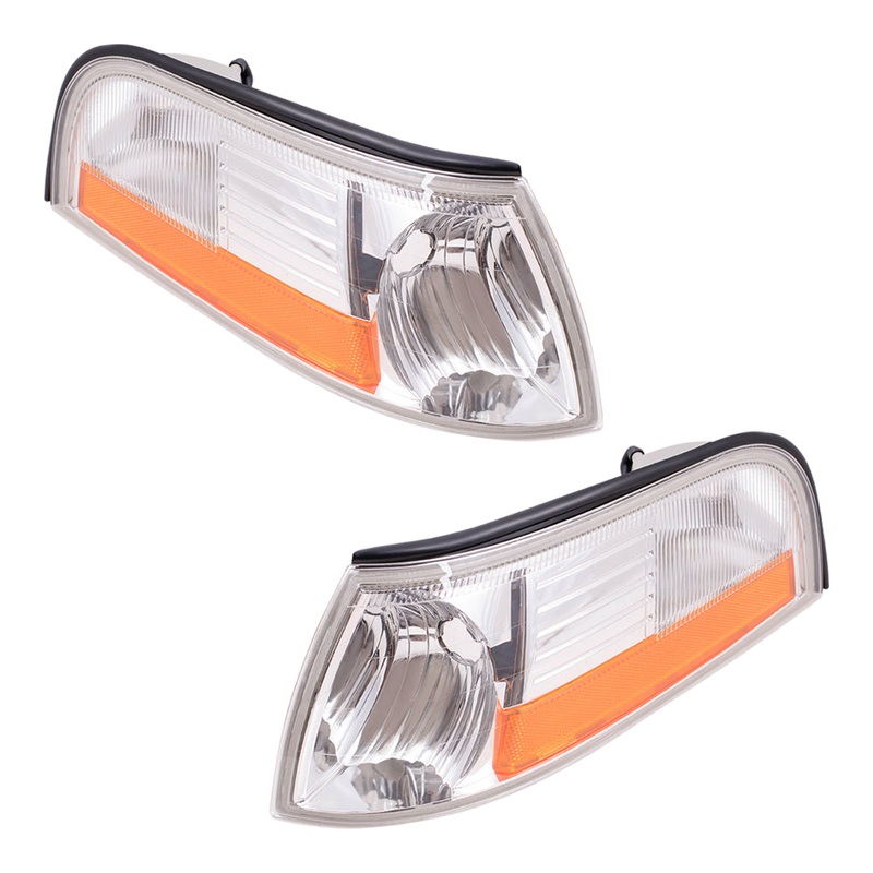 Brock Replacement Driver and Passenger Park Signal Side Marker Lights Compatible with 2003-2005 Grand Marquis 3W3Z13201AA 3W3Z13200AA