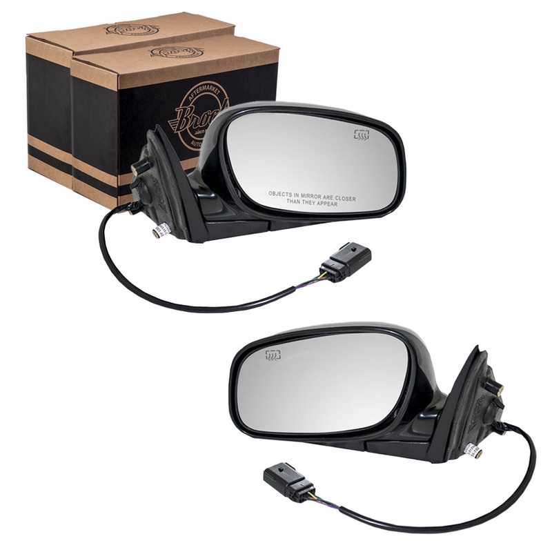 Brock Replacement Driver and Passenger Side Power Mirrors Paint to Match Black Cap with 12H5P and Heat without Memory or Auto Dim Compatible with 2004-2008 Town Car Built as of 3/9/2004 ONLY
