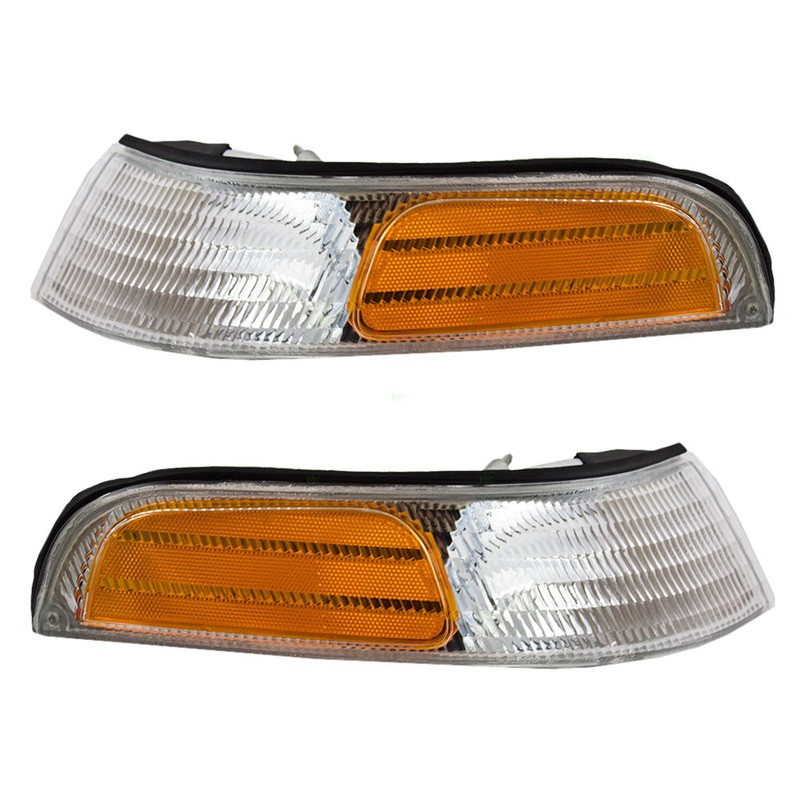 Brock Replacement Driver and Passenger Signal Front Marker Lights Lamps Compatible with 1992-1997 Crown Victoria F2AZ13201A F2AZ13200A