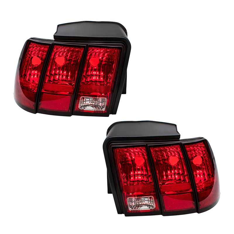 Brock Replacement Driver and Passenger Taillights Tail Lamps Compatible with 1999-2004 Mustang Base GT Mach I Bullitt 3R3Z 13405 AA 3R3Z 13404 AA