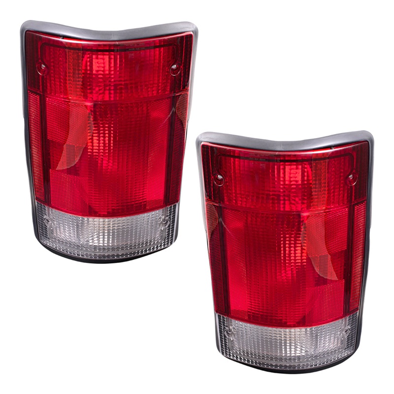 Brock Replacement Driver and Passenger Taillights Tail Lamps Compatible with 95-03 Van SUV F5UZ13405A F5UZ13404A