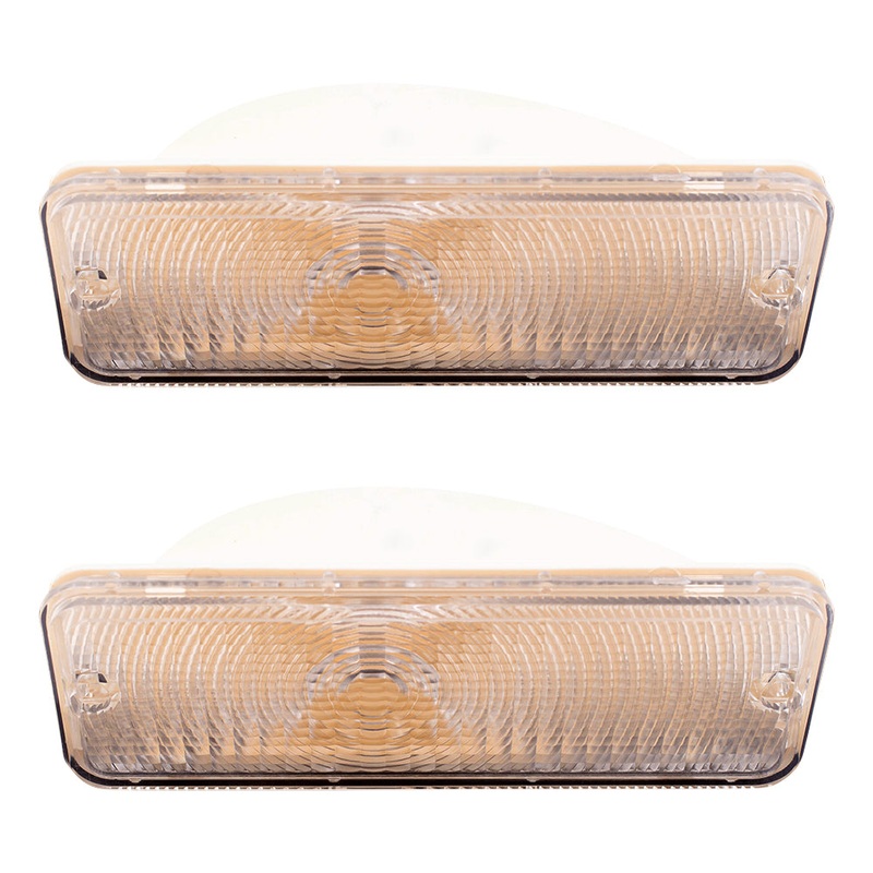 Brock Replacement Pair of Park Signal Front Marker Lights Lamps Clear Lenses Compatible with 1975-1977 F100 F150 F250 F350 Pickup Truck D5TZ13200A