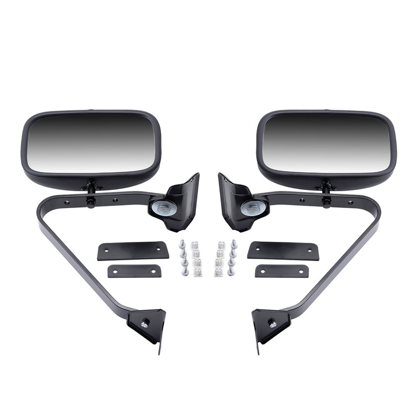 Pair Set Manual Side View Mirrors 5×8 Swing Lock with Plastic Housing Replacement for 80-97 Ford Pickup Truck SUV E5TZ 17696 A