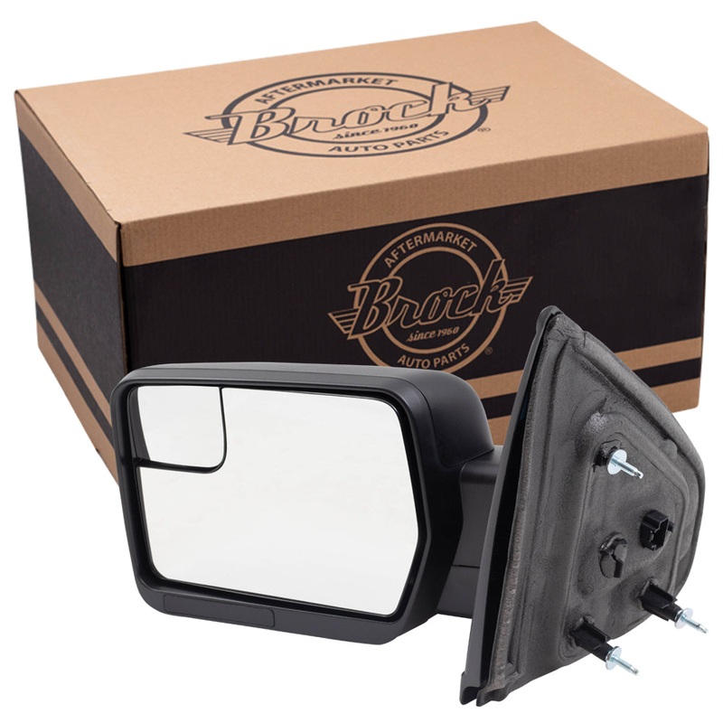 Brock Drivers Power Side View Mirror Replacement for 09-14 Ford F150 Pickup Truck Left Textured w/ Spotter Glass replaces BL3Z 17683 BA BL3Z17683BA