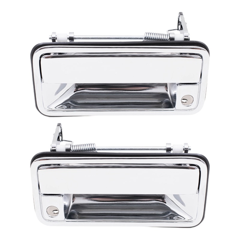Brock Replacement Driver and Passenger Front Outside Outer Chrome Specialty Door Handles Compatible with Pickup Truck