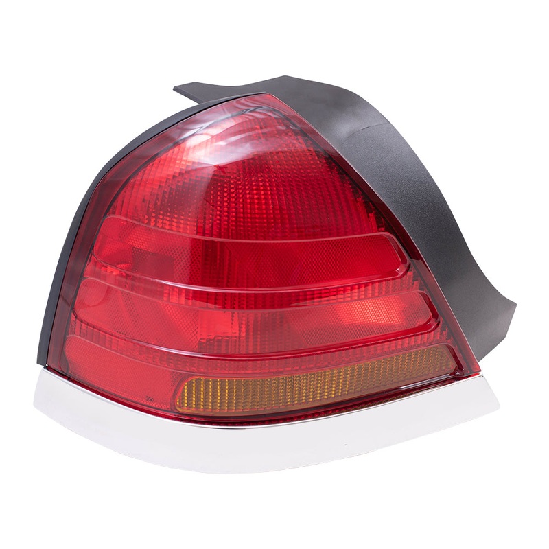 Brock Replacement Drivers Taillight Tail Lamp with Red and Amber Lens Chrome Trim 4 Bulb Socket Compatible with 98-05 Crown Victoria 3W7Z13405CA