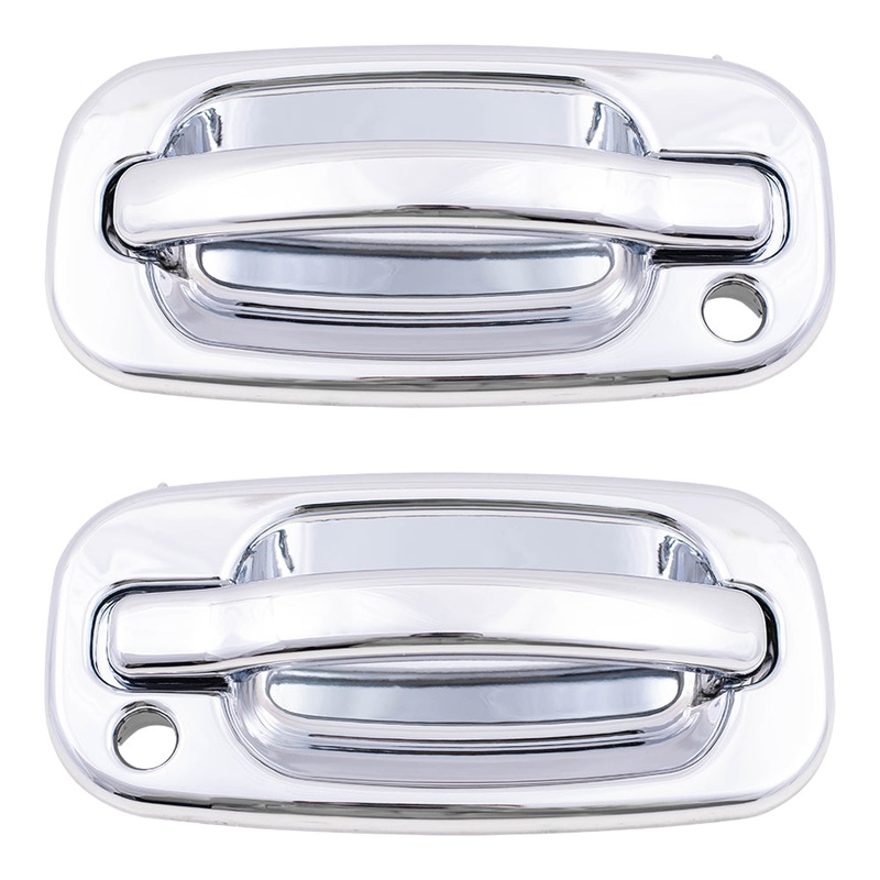 Brock Replacement Driver and Passenger Front Outside Chrome Specialty Door Handles with Keyholes Compatible with Pickup