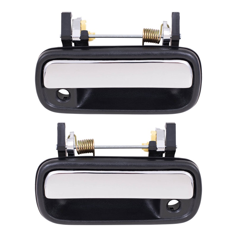 Brock Replacement Driver and Passenger Outside Outer Black & Chrome Door Handle Compatible with Pickup Truck 6922089111 6921089111
