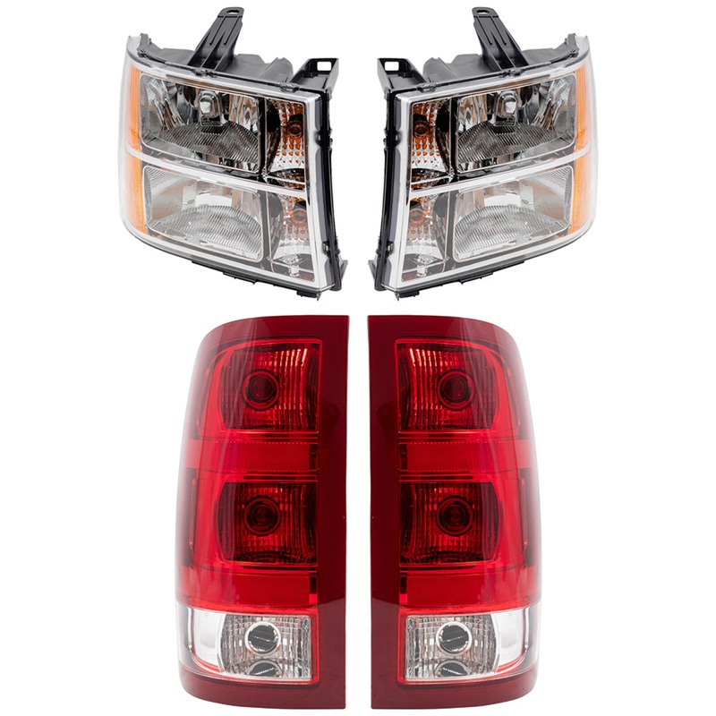 Brock Headlights Set fits 2007-2014 GMC Sierra Pickup Single Rear Wheel w/ Tail Lights