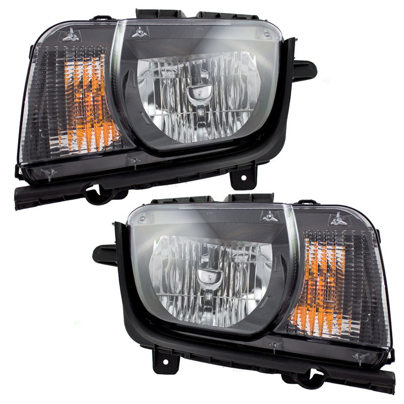 Brock Headlights Set fits 2010-2013 Chevrolet Camaro Pair Halogen Headlamps w/ Housing