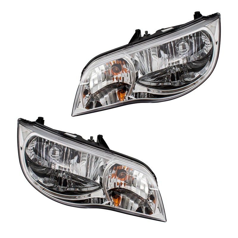 Brock Replacement Driver and Passenger Set Headlights Compatible with 2003-2007 Ion Coupe 15264217 15264216