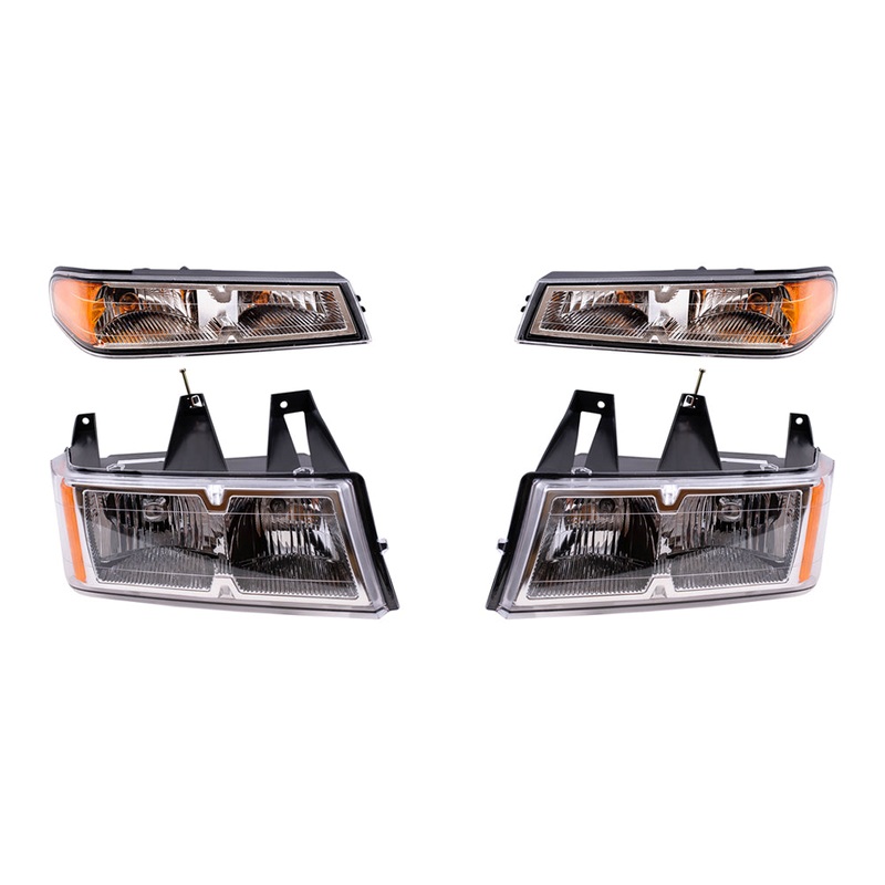 Brock Replacement Driver and Passenger Side Headlights and Park Signal Lights 4 Piece Set Compatible with 2005-2008 Colorado with Xtreme Package ONLY