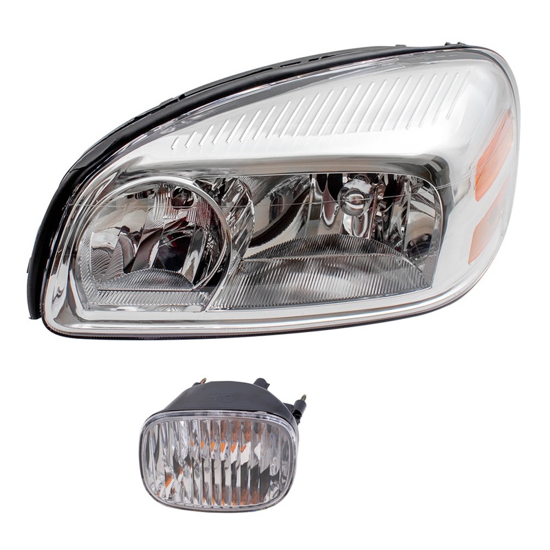 Brock Replacement Driver Side Halogen Combination Headlight and Daytime Running Light Assemblies Set Compatible with 2005-2009 Uplander & Montana SV6/ 2005-2007 Terraza & Relay