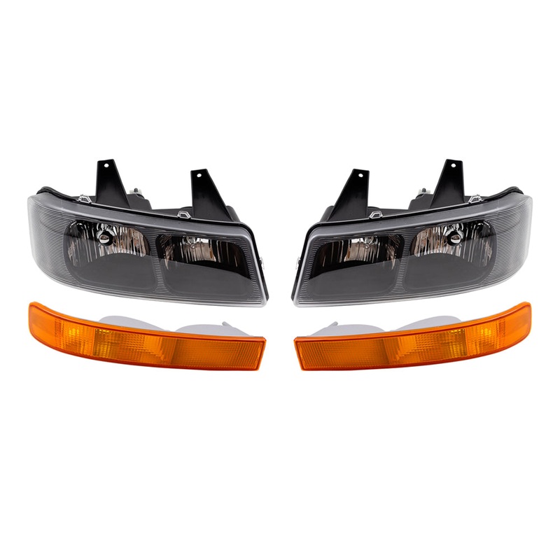 Brock Aftermarket Replacement Driver Left Passenger Right Halogen Composite Headlight And Park/Signal/Side Marker Light 4 Piece Set Compatible With 2003-2023 Chevy Express