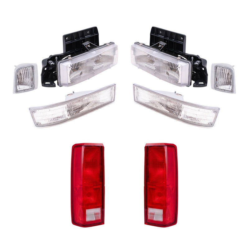 Brock Replacement Headlights Tail Lights and 4 Pc Park Signal Lights Compatible with 1995-2005 Astro Safari