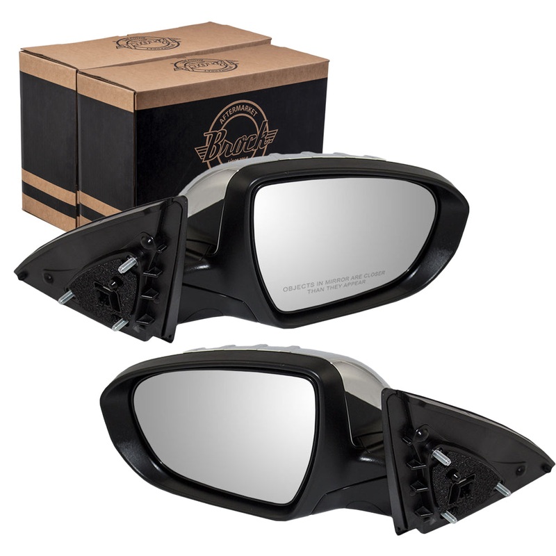 Brock Replacement Driver and Passenger Power Side View Mirrors Heated Signal Power Folding Chrome Covers Compatible with 2012-2013 Optima 876104C040 876204C040