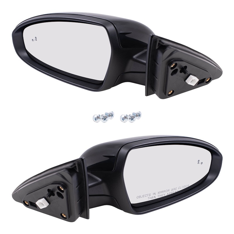 Brock Replacement Driver and Passenger Side Power Mirror Paint to Match Black with Heat-Signal-Blind Spot Detection Set Compatible with 19-20 Forte Sedan