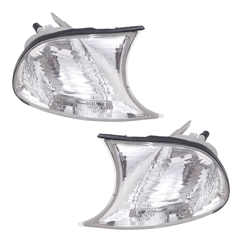 Brock Replacement Driver and Passenger Park Signal Corner Marker Lights Lamps Clear Lens Compatible with 1999-2001 3 Series E46 Coupe & Convertible 63126904307 63126904308