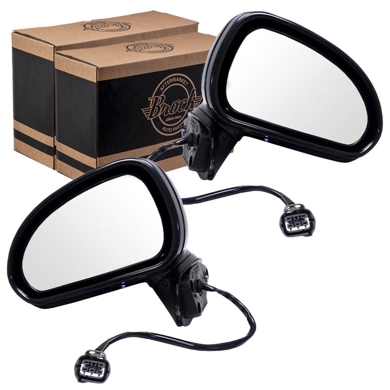 Brock Replacement Driver and Passenger Power Side View Mirrors Heated Smooth Compatible with 06-12 Eclipse MN159641XA MN159642XA