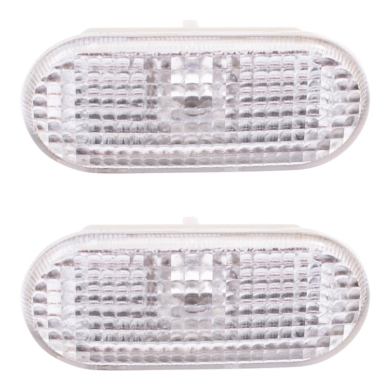 Brock Replacement Front Side Repeater Light Units with White Lens Compatible with 1999-2005 Golf 1995-2005 A4 1998-2005 Passat 1999-2002 Cabrio 1J0 949 117 A