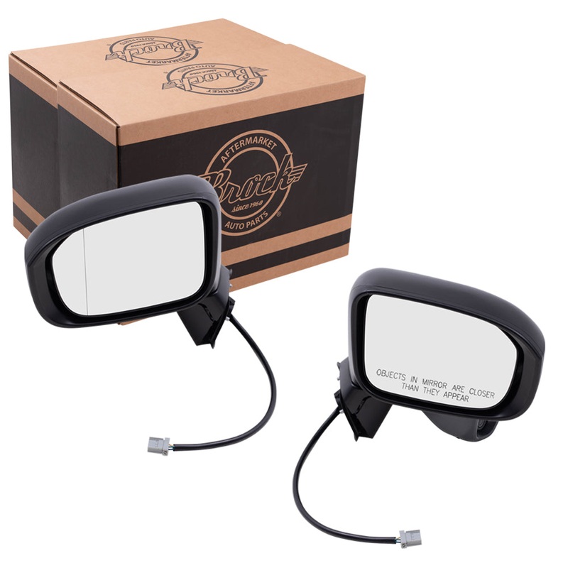 Brock Aftermarket Replacement Driver Left Passenger Right Power Mirror Without Heat-Camera Paint To Match Black Set Compatible With 2014-2015 Honda Civic
