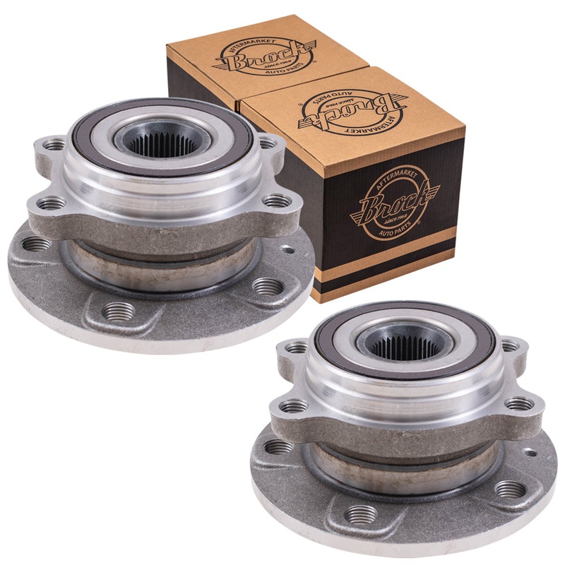 Brock Replacement Pair Set Front Wheel Hub Bearing Assemblies Compatible with A3 TT Q3 New Beetle CC EOS Golf GTI Jetta Passat Rabbit Tiguan 5K0 498 621