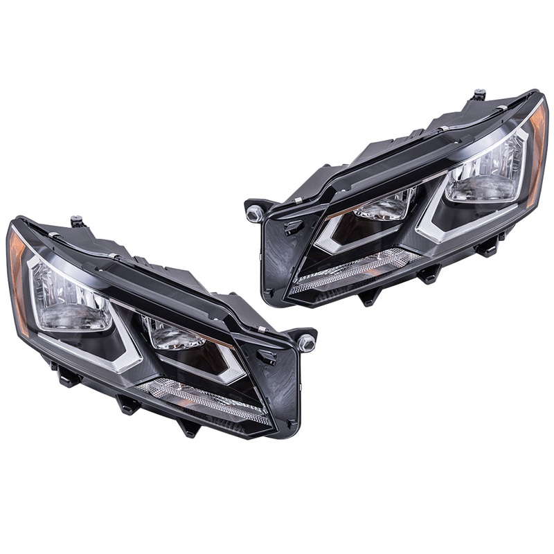 2016-2019 Volkswagen Passat Halogen Combination Headlight Assembly Set LH+RH
