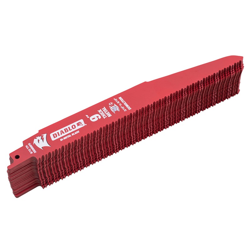 Diablo Bi-Metal Demolition Reciprocating Saw Blade For Thick Metal (3/16 Inch-9/16 Inch) 9 Inch by 1 Inch 8/10 TPI 25 Pack