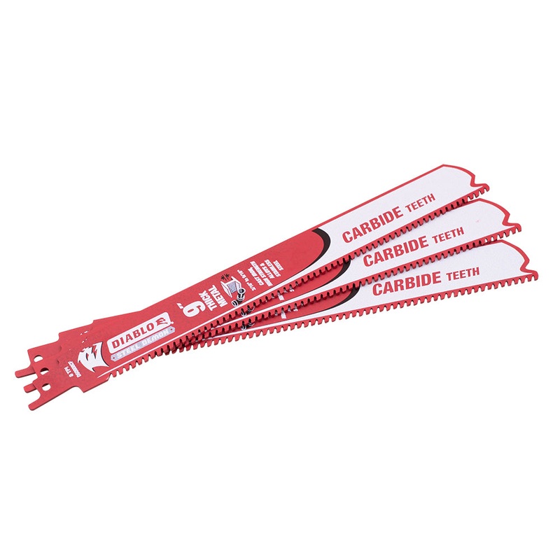 Diablo Steel Demon Carbide Reciprocating Saw Blade For Thick Metal (3/16 Inch to 9/16 Inch) For Boron Steel-Ultra High Strength Steel-Stainless Steel-Cast Iron 12 Inch by 1 Inch 8 TPI 3 Pack