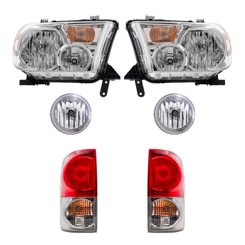 Brock 6 Piece Set of Headlights, Fog Lights & Tail Lights for 2007-2009 Tundra