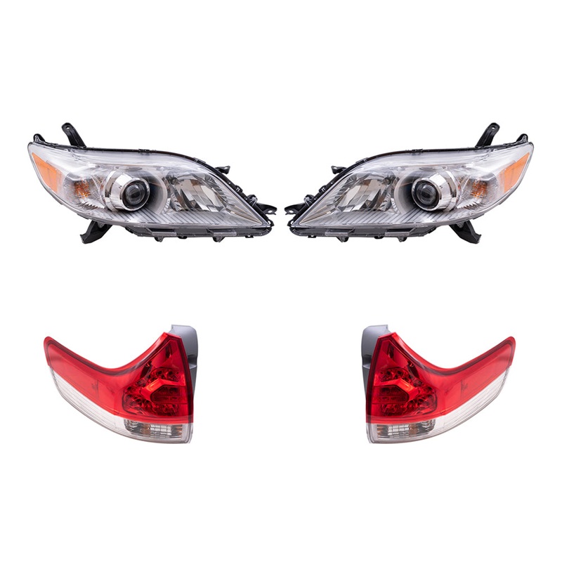 Brock Aftermarket Replacement Part Driver & Passenger Side Halogen Combination Headlights w/o LED Daytime Running lights & Tail Lights Quarter Mounted Compatible with 2011-2014 Toyota Sienna EXCEPT SE
