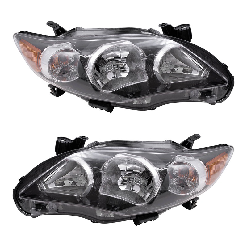 Brock Replacement Driver and Passenger Headlights Headlamps with Black Housing Compatible with Corolla 8115002B60 8111002B60