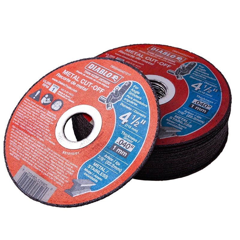 Diablo 4 1/2 Inch Metal Cut-Off Disc .040 Thick – 7/8 Inch Arbor – Type 1 Hub – Thin Kerf Design – Premium Aluminum Oxide Blend For Use On Metal Materials – 13,280 Max Rpm – 25 Pack