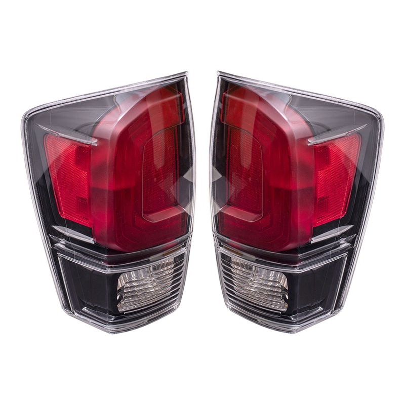 Brock Aftermarket Replacement Driver Left Passenger Right Combination Tail Light Assembly With Black Bezel Set Compatible With 2017-2019 Toyota Tacoma