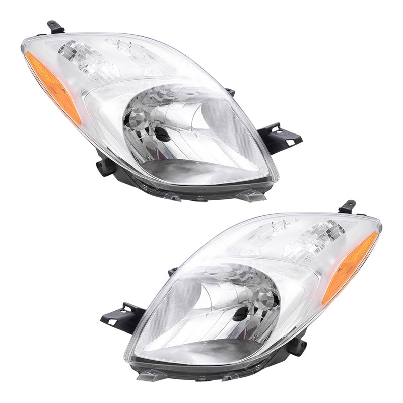 Brock Replacement Driver and Passenger Headlights Headlamps Compatible with Yaris 8117052601 8113052611