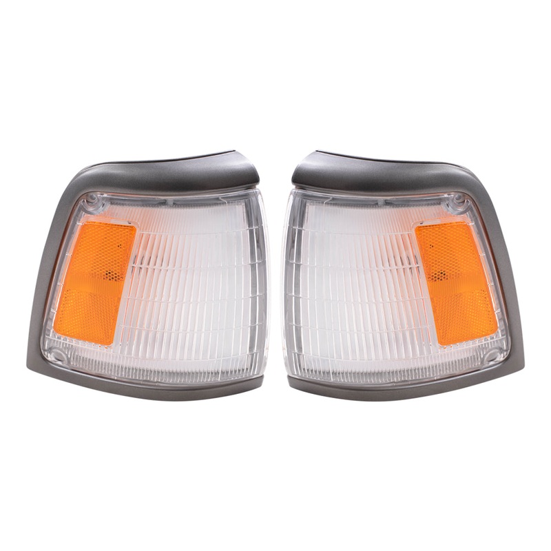 Brock Replacement Driver and Passenger Park Clearance Lights Lamps with Grey Trim Compatible with 92-95 Pickup Truck 2-Wheel Drive 8162035090 8161035090