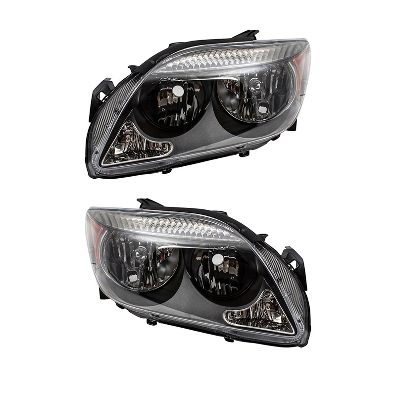 Brock Replacement Pair Set Halogen Combination Headlights Headlamps w/ Grey Bezels Compatible with 2005-2007 tC without Projection High Beam 8117021130 8113021130
