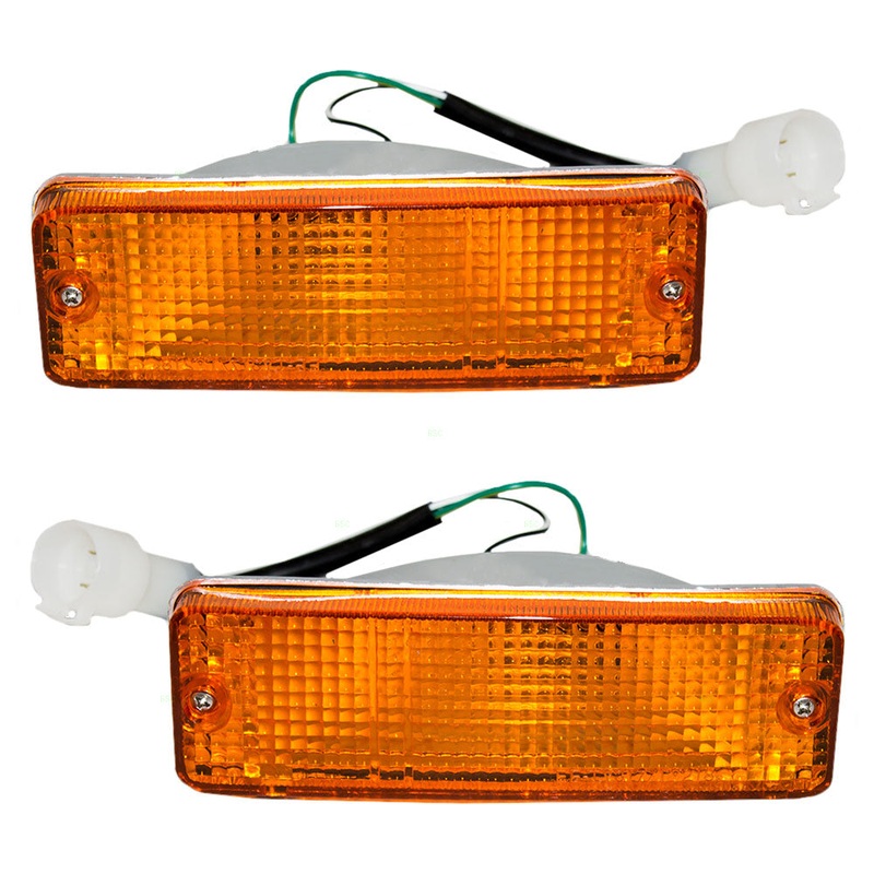 Brock Replacement Set Driver and Passenger Park Signal Front Marker Lights Bumper Mounted Lamps Compatible with 1984-1989 4Runner 1984-1988 Pickup Truck 8152089130 8151089130