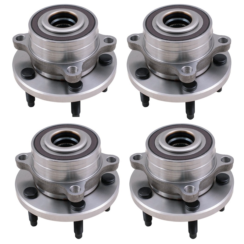 Brock Replacement 4 Pc Set Front and Rear Hubs with Wheel Bearings Compatible with 2013-2019 Police Interceptor Utility